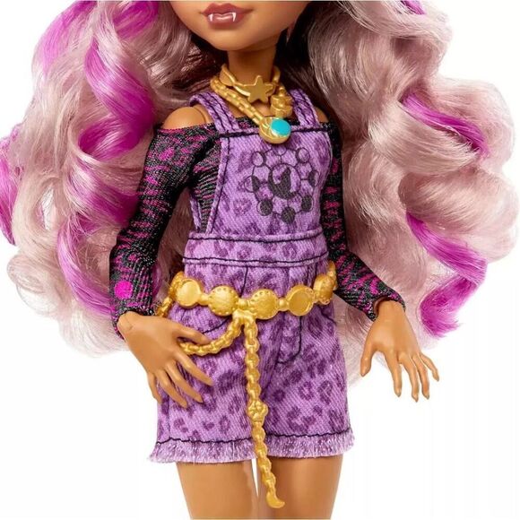 Monster High Doll Clawdeen Wolf Pet Dog Crescent Purple Streaked Hair NEW - Picture 6 of 12